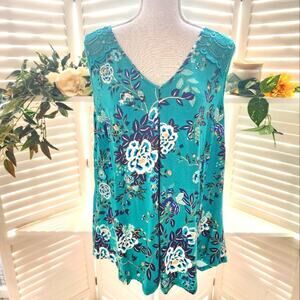 DANIEL RAINN NEW GREEN FLORAL LACE BLOUSE SIZE 2X